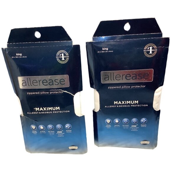 AllerEase King Size Maximum Allergy Bedbug Protection Zippered Pillow Protector - Picture 3 of 4